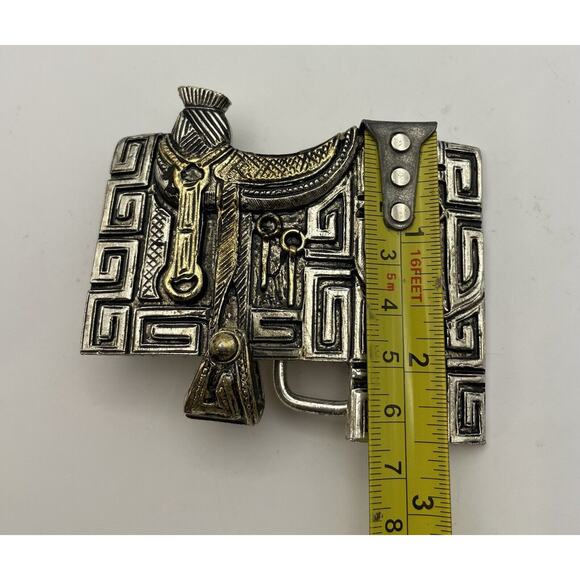 Western Saddle Belt Buckle with a Movable Stirrup - Picture 6 of 6